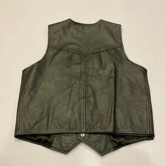 Branded Garments Black Leather Vest Joe Camel Cigarettes Logo Women's L Pockets - Picture 9 of 12